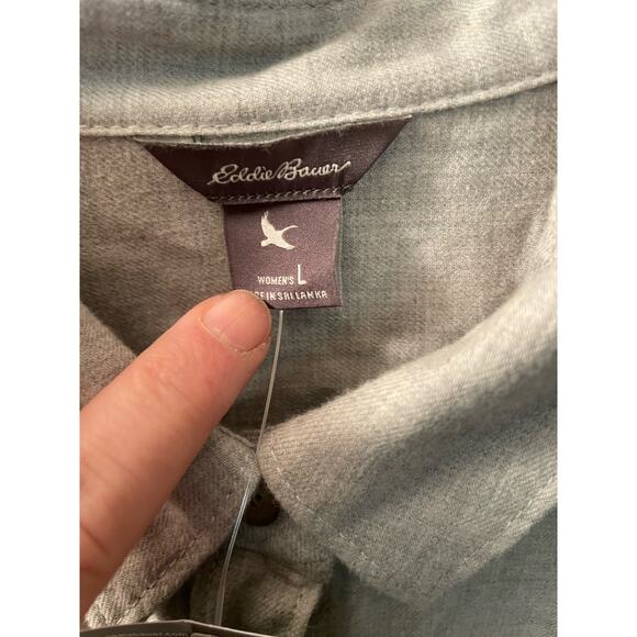 Eddie Bauer New w tag button up long sleeve‎ shirt men’s gray size large - Picture 2 of 6